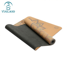 Yugland custom logo printed eco friendly tpe durable non-slip  cork yoga mat